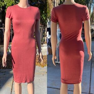 Peach Crewneck Dress Midi NWOT